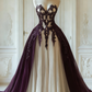 NiceVestidos-Black and White Lace Tulle Paneled Butterfly Sleeve Floor-Length Gothic Gown NV6172