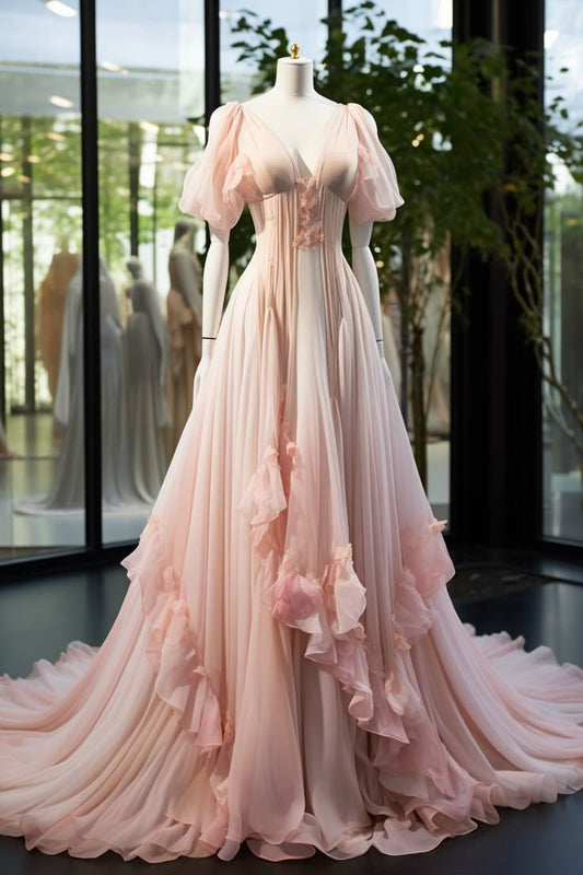 Robe de soirée longue en tulle rose élégante, coupe trapèze, longueur au sol, robe de mariée, robe de bal, nv3838