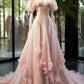 Pink Fashion Elegant A-line Long Tulle Floor-length Evening Dress Ball Gown Wedding Dress nv3838