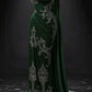Dark Luxury Edgy Style One-Shoulder Gown | Emerald Green Beaded Embroidered Cape Mermaid Train Maxi Dress for Gala Red Carpet Retro Theme Party NV6290