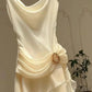 Ivory stylish elegant short mid-length chiffon party dress pleated homecoming dress nv4527