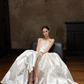 Ivory Strapless Twisted Draped Satin A-Line Wedding Gown  NV7194