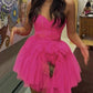 Hot Pink Sweetheart Tulle Short Homecoming Dress Graduation Dress Party Dress nv2217
