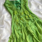 Green shiny fashion exquisite floral beading spaghetti straps long chiffon ruffles long ball gown evening dress party dress nv3578