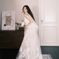 Halter Sheer Tulle Bridal Gown, A-Line Wedding Dress with 3D Flower Petal Appliques  NV7327