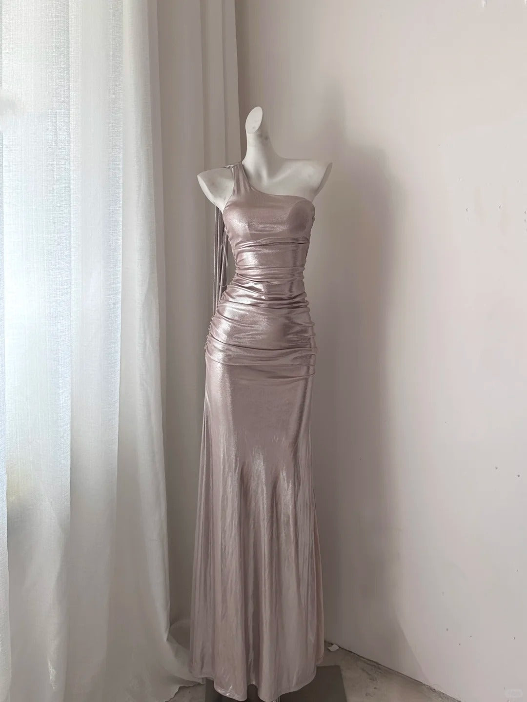 NiceVestidos--Pink Satin Long Prom Dress Nv5608