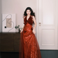 Burgundy Halter Sequin 3D Butterfly Prom Dress  NV7314
