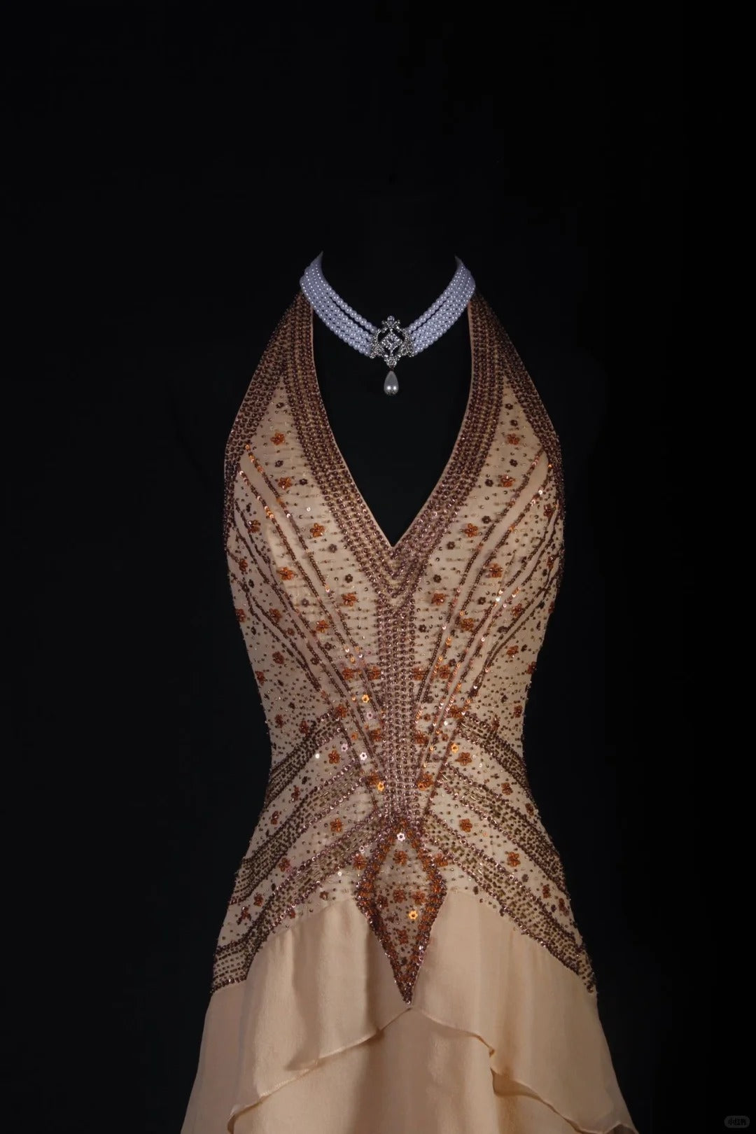 Khaki Beaded Gorgeous Exquisite Backless Strapless Long Chiffon Ruffle Ball Gown Party Dress nv5209