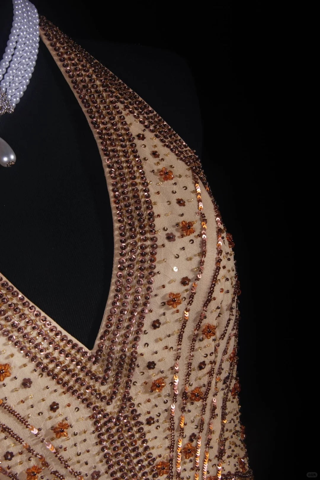 Khaki Beaded Gorgeous Exquisite Backless Strapless Long Chiffon Ruffle Ball Gown Party Dress nv5209