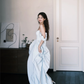 Light Blue Off Shoulder Detachable Puff Sleeve Prom Ball Gown  NV7372