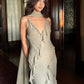 Gray Green Fashion Elegant V Neck Long Chiffon Ball Gown Evening Dress Party Dress nv3336