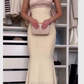 Robe de soirée longue en satin rose et blanc, simple et élégante avec décoration en nœud dans le dos, robe de bal, robe de soirée, robe de fête nv2270