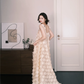 Champagne 3D Floral Sheer Tulle Fairy Evening Gown  NV7304