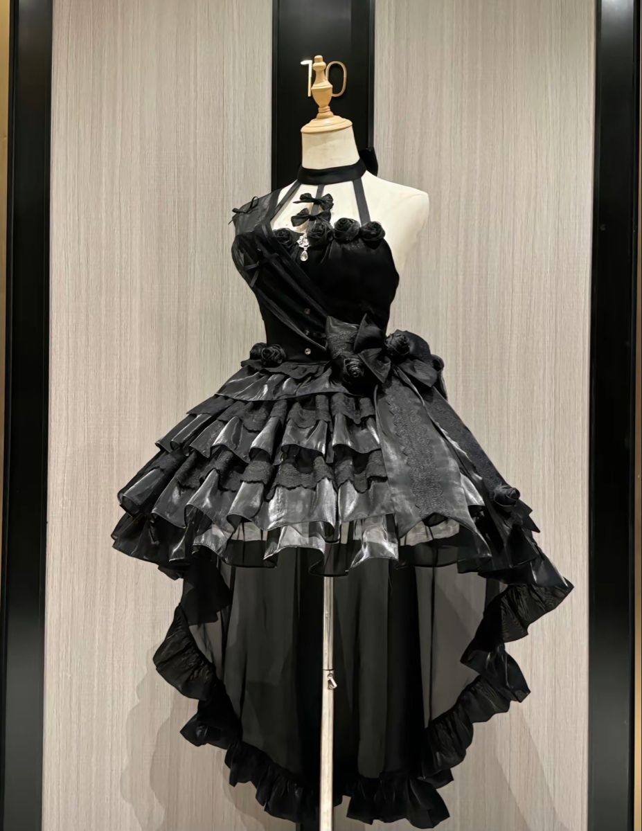 Black Fashion Sweet Ruffle Short Chiffon Lace Homecoming Dress nv4827