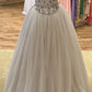 NiceVestidos--White Delicate Beaded Long Tulle Ball Gown Wedding Dress NV5838