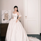 Light Champagne Ruffle Off Shoulder Princess Wedding Dress  NV7236