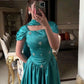 NiceVestidos--Elegant Lake Blue Satin Beaded Prom Dress NV5760