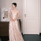 Nude Deep V Allover Sequin Prom Dress 3D Floral Evening Gown  NV7202