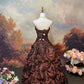 Brown Gorgeous Noble Exquisite Beaded Satin Floor-Length Vintage Long Ball Gown nv5153