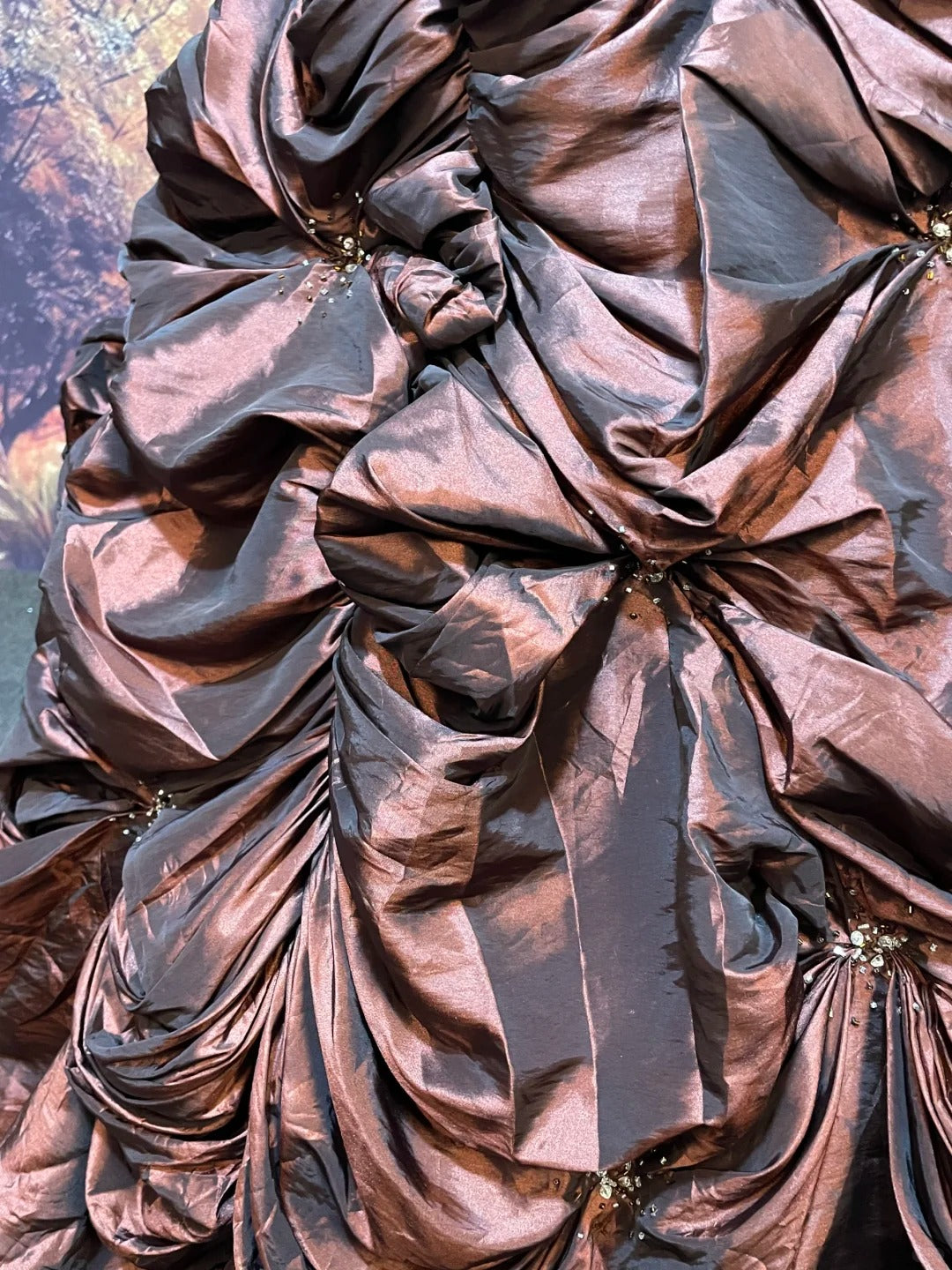 Brown Vintage Elegant Vintage Fashion Romantic Exquisite Beaded Floral Long Floor Length Satin Ball Gown Evening Gown Prom Gown nv4077