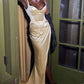 Beige Lace Long Satin Prom Dress Evening Dress Party Dress nv4870