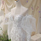 White floral applique lace long mermaid slim fit floor length ball gown evening gown wedding dress nv4434
