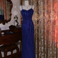 Luxury Shimmer Style Royal Blue Beaded Camisole Mermaid Floor-Length Gown - Elegant Dress for Dinner & Cocktail Party NV6369