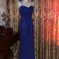 Luxury Shimmer Style Royal Blue Beaded Camisole Mermaid Floor-Length Gown - Elegant Dress for Dinner & Cocktail Party NV6369