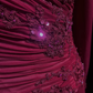 Square Neck Magenta Vintage Midi Prom Dress Long Sleeve Chiffon Lace Floral Appliques Beaded Formal Gown  NV6902