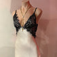 Beautiful Cream Stunning Black Lace Long Backless Satin Party Gown Evening Dress Accompanying Dress nv4106