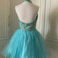 Blue Beaded Short Tulle Princess Homecoming Dress Birthday Party Dress nv4710