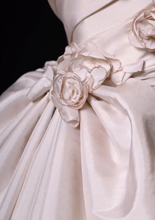 Cute A Line V Neck 3D Floral White Satin Short Homecoming Dress Birthday Dress nv5395