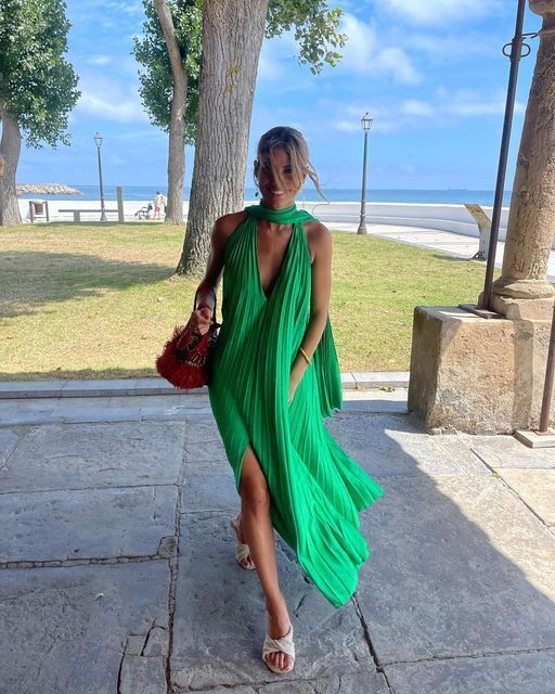 Elegant green/pink long satin prom dress nv5320