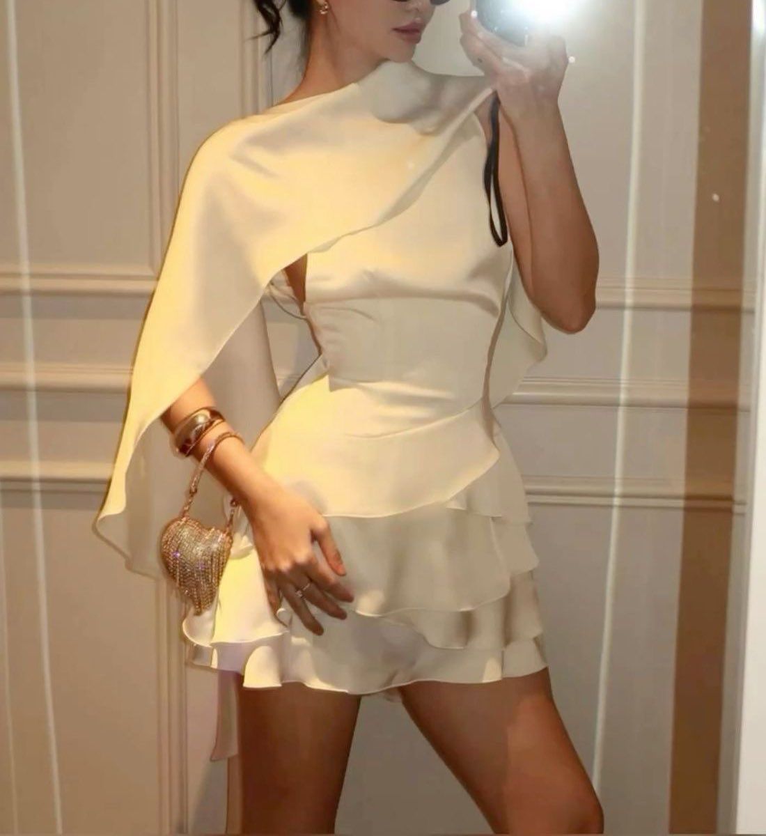 White Fashion Elegant Short Satin Homecoming Dress Prom Dress Party Dress nv4809