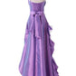 Dark Purple Retro Fashion Elegant Exquisite Beaded Spaghetti Strap Long Satin Lace Ball Gown Evening Dress nv3627