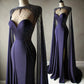 Dark blue gorgeous beaded shiny elegant satin sexy floor-length mermaid slit long prom dress evening dress nv5126