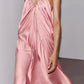 Pink fashion V-neck elegant long satin prom dress bridesmaid dress wedding guest party dress nv5214