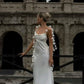 White Fashion Elegant Lace Long Satin Prom Dress Evening Dress Wedding Guest Party Dress nv4808