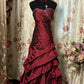 Burgundy Vintage Elegant Fashion Exquisite Beaded Long Satin Ball Gown Evening Dress Prom Dress nv3766