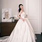 Light Champagne Ruffle Off Shoulder Princess Wedding Dress  NV7236