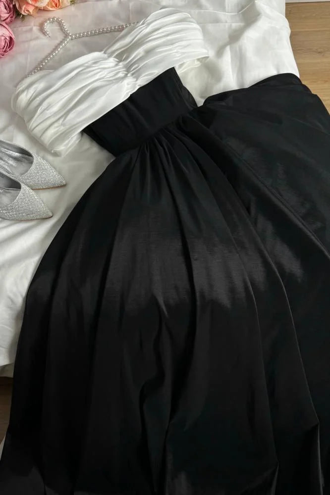 Black fashion elegant charming one shoulder off shoulder short sleeve long slit ball gown evening dress party dress nv2454
