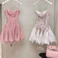 Light /Dark Pink Sweet Spaghetti Strap Lace Short Princess Homecoming Dress Party Dress Graduation Dress nv3287