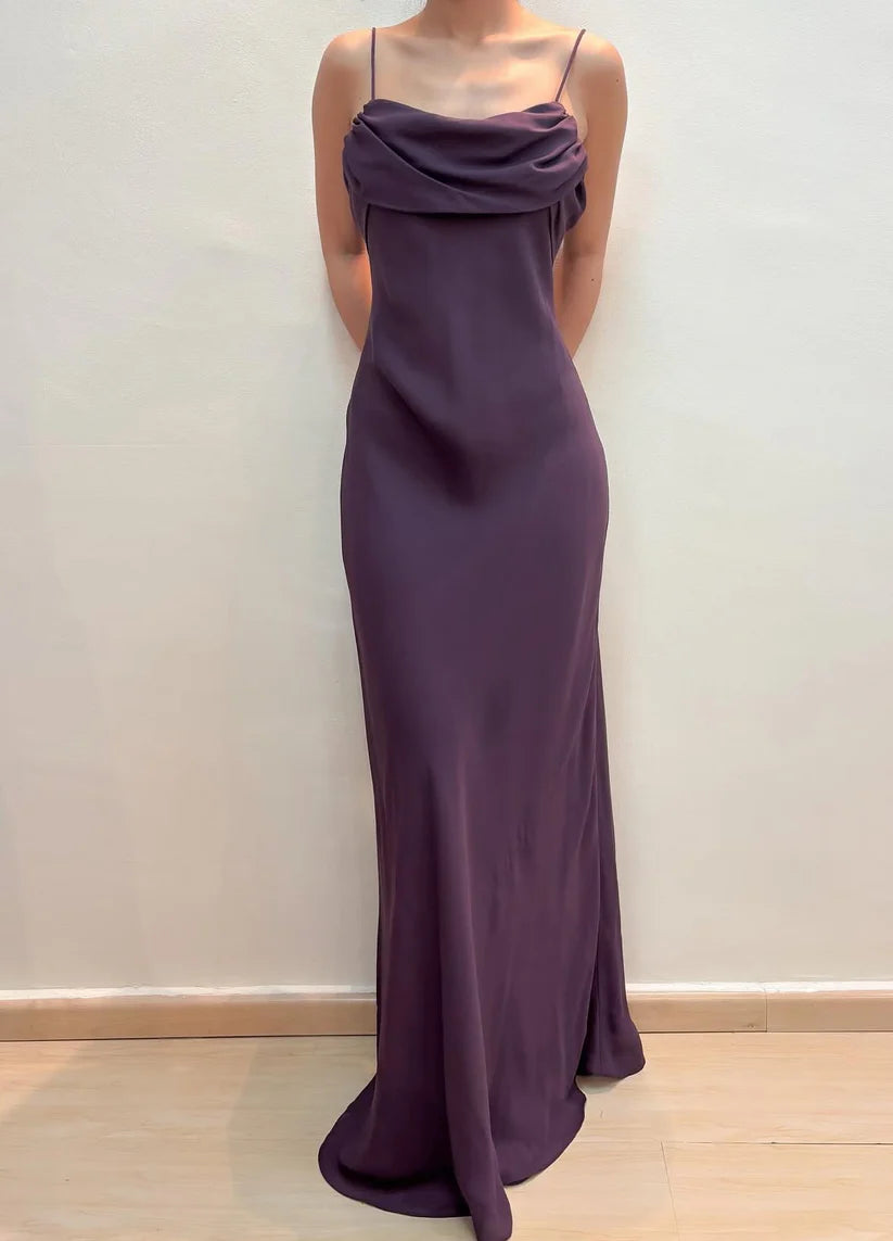 NiceVestidos -- Ärmelloses, bodenlanges Abendkleid aus lila/olivgrünem Chiffon im Feenstil NV5776