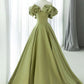 Grünes langes Ballkleid aus Satin in A-Linie, nv2164