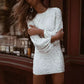 NiceVestidosBlack/Silver/White Long Sleeve Sparkling Sequin Short Homecoming Dress Hoco Dress nv5494