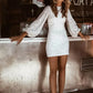 NiceVestidosBlack/Silver/White Long Sleeve Sparkling Sequin Short Homecoming Dress Hoco Dress nv5494