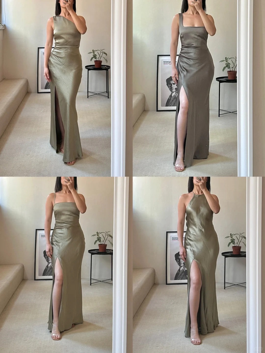 Green Elegant Romantic Fashion Long Satin Bridesmaid Dress Prom Dress Evening Dress Party Dress Graduation Dress Prom Dress Wedding Mother Dress nv4042