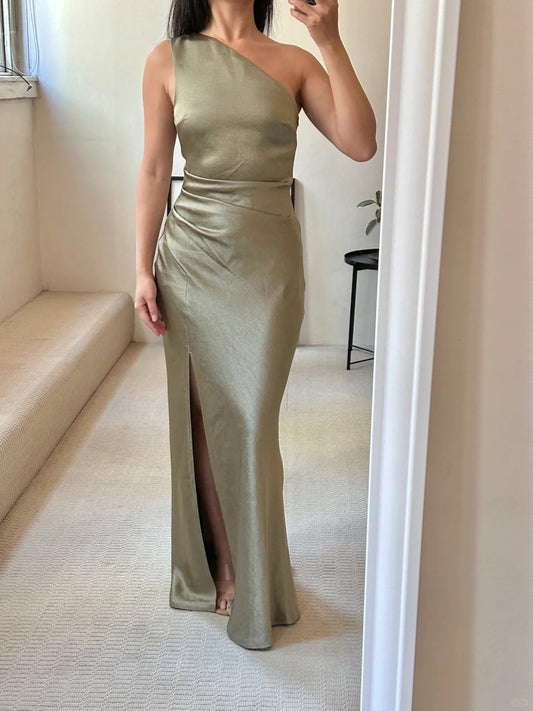 Green Elegant Romantic Fashion Long Satin Bridesmaid Dress Prom Dress Evening Dress Party Dress Graduation Dress Prom Dress Wedding Mother Dress nv4042