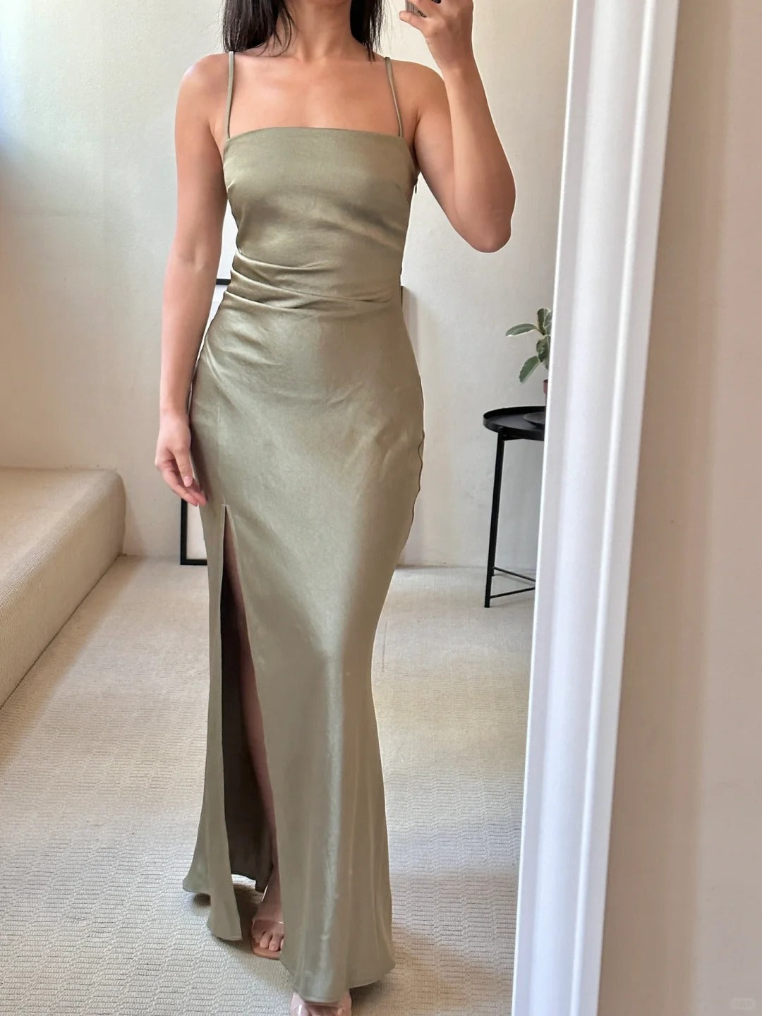 Green Elegant Romantic Fashion Long Satin Bridesmaid Dress Prom Dress Evening Dress Party Dress Graduation Dress Prom Dress Wedding Mother Dress nv4042