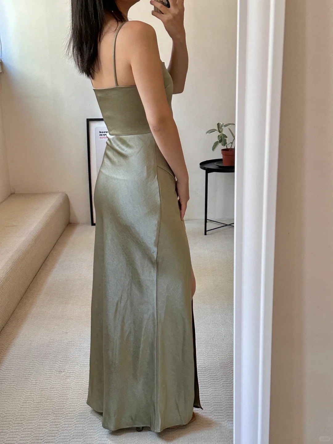 Green Elegant Romantic Fashion Long Satin Bridesmaid Dress Prom Dress Evening Dress Party Dress Graduation Dress Prom Dress Wedding Mother Dress nv4042